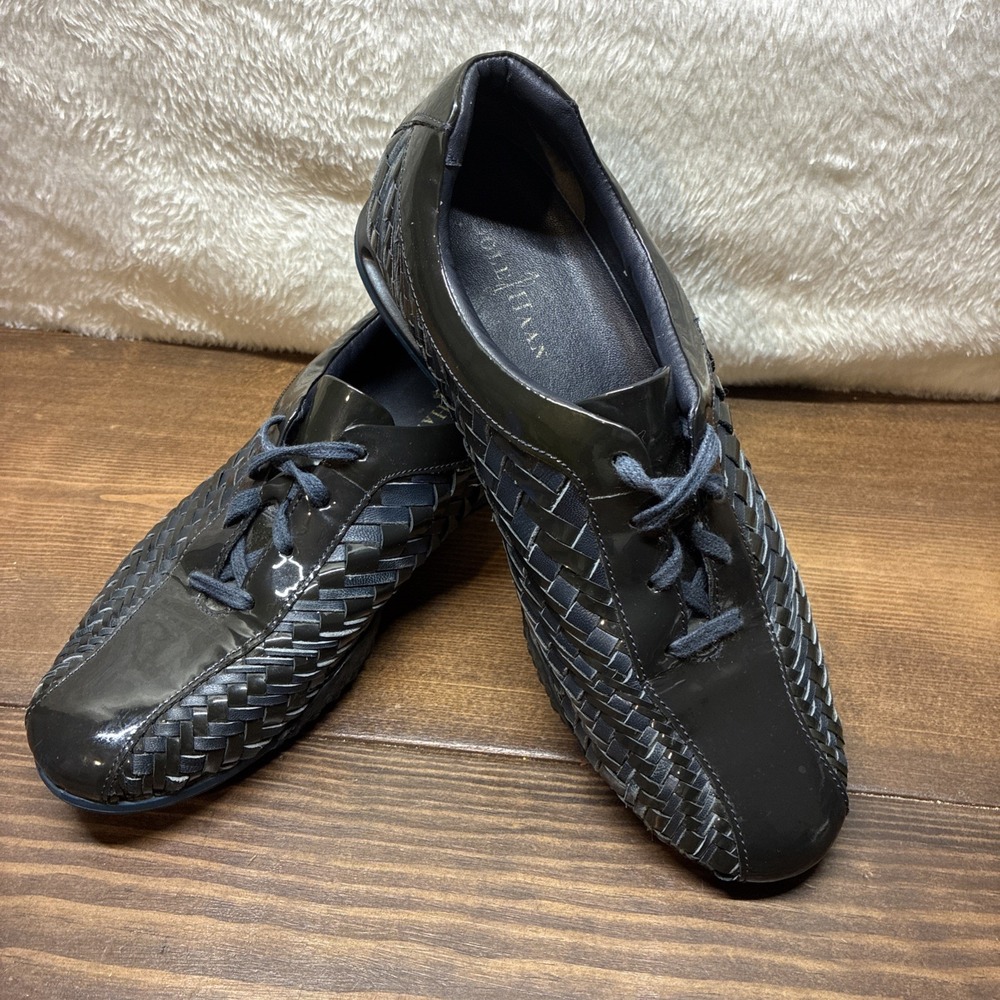 Cole Haan NikeAir Collab Bria Size 9 B  Leather Woven Oxford Lace-Up Sneakers